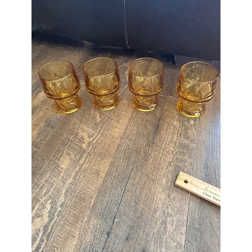 Anchor Hocking Georgian 9oz Flat Tumbler Whiskey Glass Amber Set of 4